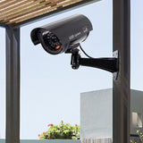 Maxbell Dummy Security Camera with Flashing LED Light Waterproof Dummy Surveillance Black