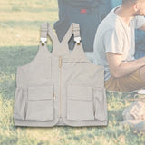 Maxbell Outdoor Camping Vest Photography Vest Barbecue Apron for Adults Yard Picnics Beige Gray