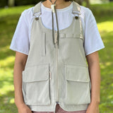 Maxbell Outdoor Camping Vest Photography Vest Barbecue Apron for Adults Yard Picnics Beige Gray
