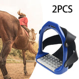 Maxbell 2Pcs Adults Stirrups Heavy Duty Horse Stirrups for Equestrian Saddle Outdoor Blue