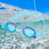 Maxbell Kids Swim Goggles Adjustable Silicone Strap Swimming Glasses for Girls Beach Light Blue