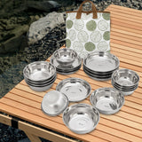 Maxbell 20Pcs Camping Tableware Plates Bowls Set for Home Backpacking Outdoor Dining