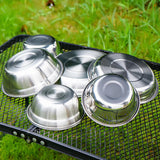 Maxbell Stainless Steel Plates and Bowls Dinnerware Cutlery for Cooking Grill Hiking
