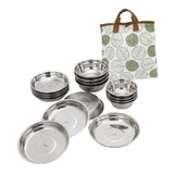 Maxbell Stainless Steel Plates and Bowls Dinnerware Cutlery for Cooking Grill Hiking