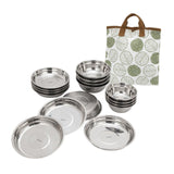 Maxbell Stainless Steel Plates and Bowls Dinnerware Cutlery for Cooking Grill Hiking