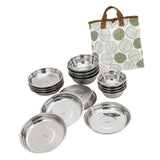 Maxbell Stainless Steel Plates and Bowls Dinnerware Cutlery for Cooking Grill Hiking