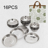 Maxbell Stainless Steel Plates and Bowls Dinnerware Cutlery for Cooking Grill Hiking
