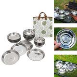 Maxbell Stainless Steel Plates and Bowls Dinnerware Cutlery for Cooking Grill Hiking