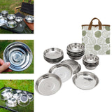 Maxbell Stainless Steel Plates and Bowls Dinnerware Cutlery for Cooking Grill Hiking