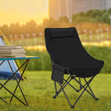 Maxbell Folding Chair Scratch Resistant with Handle Seat for Hiking Garden Household black