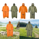 Maxbell Rain Poncho with Hood Portable Rainwear Raincoat for Outdoor Camping Fishing Orange Sleeveless