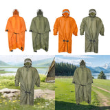 Maxbell Rain Poncho with Hood Portable Rainwear Raincoat for Outdoor Camping Fishing Orange Sleeveless