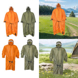 Maxbell Rain Poncho with Hood Portable Rainwear Raincoat for Outdoor Camping Fishing Orange Sleeveless