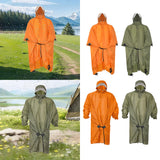 Maxbell Rain Poncho with Hood Portable Rainwear Raincoat for Outdoor Camping Fishing Orange Sleeveless