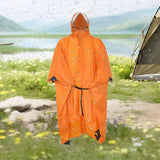 Maxbell Rain Poncho with Hood Portable Rainwear Raincoat for Outdoor Camping Fishing Orange Sleeveless