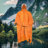 Maxbell Rain Poncho with Hood Portable Rainwear Raincoat for Outdoor Camping Fishing Orange Sleeveless
