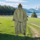 Maxbell Rain Poncho with Hood Portable Rainwear Raincoat for Outdoor Camping Fishing Green Sleeveless
