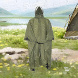 Maxbell Rain Poncho with Hood Portable Rainwear Raincoat for Outdoor Camping Fishing Green Sleeveless