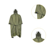 Maxbell Rain Poncho with Hood Portable Rainwear Raincoat for Outdoor Camping Fishing Green Sleeveless