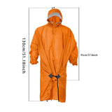 Maxbell Rain Poncho with Hood Portable Rainwear Raincoat for Outdoor Camping Fishing Orange with Sleeves