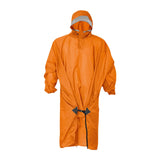 Maxbell Rain Poncho with Hood Portable Rainwear Raincoat for Outdoor Camping Fishing Orange with Sleeves