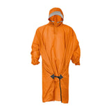 Maxbell Rain Poncho with Hood Portable Rainwear Raincoat for Outdoor Camping Fishing Orange with Sleeves