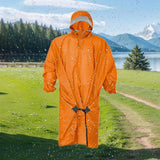 Maxbell Rain Poncho with Hood Portable Rainwear Raincoat for Outdoor Camping Fishing Orange with Sleeves