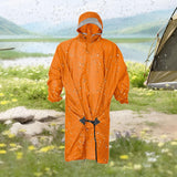 Maxbell Rain Poncho with Hood Portable Rainwear Raincoat for Outdoor Camping Fishing Orange with Sleeves