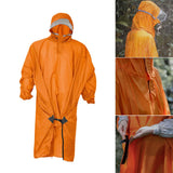 Maxbell Rain Poncho with Hood Portable Rainwear Raincoat for Outdoor Camping Fishing Orange with Sleeves