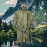 Maxbell Rain Poncho with Hood Portable Rainwear Raincoat for Outdoor Camping Fishing Green with Sleeves