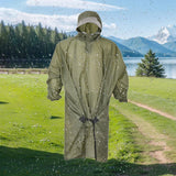 Maxbell Rain Poncho with Hood Portable Rainwear Raincoat for Outdoor Camping Fishing Green with Sleeves