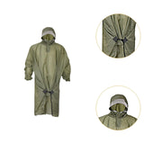 Maxbell Rain Poncho with Hood Portable Rainwear Raincoat for Outdoor Camping Fishing Green with Sleeves