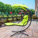 Maxbell Outdoor Hanging Lounge Chair Shade Chair with Umbrella for Yard Deck Outside Green