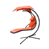 Maxbell Outdoor Hanging Lounge Chair Shade Chair with Umbrella for Yard Deck Outside Orange