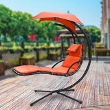 Maxbell Outdoor Hanging Lounge Chair Shade Chair with Umbrella for Yard Deck Outside Orange