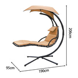 Maxbell Outdoor Hanging Lounge Chair Shade Chair with Umbrella for Yard Deck Outside Khaki