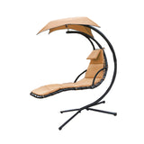 Maxbell Outdoor Hanging Lounge Chair Shade Chair with Umbrella for Yard Deck Outside Khaki