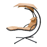 Maxbell Outdoor Hanging Lounge Chair Shade Chair with Umbrella for Yard Deck Outside Khaki