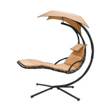 Maxbell Outdoor Hanging Lounge Chair Shade Chair with Umbrella for Yard Deck Outside Khaki