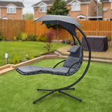 Maxbell Outdoor Hanging Lounge Chair Shade Chair with Umbrella for Yard Deck Outside Grey