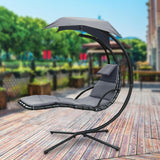 Maxbell Outdoor Hanging Lounge Chair Shade Chair with Umbrella for Yard Deck Outside Grey