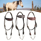 Maxbell Horse Bridle with Reins PU Leather Western Saddles Harness Horse Riding Rope Black