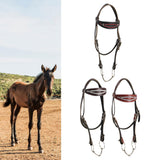 Maxbell Horse Bridle with Reins PU Leather Western Saddles Harness Horse Riding Rope Black