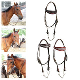Maxbell Horse Bridle with Reins PU Leather Western Saddles Harness Horse Riding Rope Black
