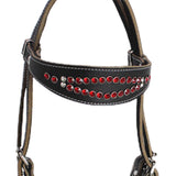 Maxbell Horse Bridle with Reins PU Leather Western Saddles Harness Horse Riding Rope Black