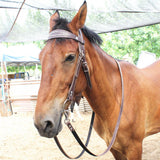 Maxbell Horse Bridle with Reins PU Leather Western Saddles Harness Horse Riding Rope Brown