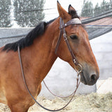 Maxbell Horse Bridle with Reins PU Leather Western Saddles Harness Horse Riding Rope Brown