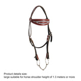 Maxbell Horse Bridle with Reins PU Leather Western Saddles Harness Horse Riding Rope Red