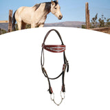 Maxbell Horse Bridle with Reins PU Leather Western Saddles Harness Horse Riding Rope Red