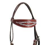 Maxbell Horse Bridle with Reins PU Leather Western Saddles Harness Horse Riding Rope Red